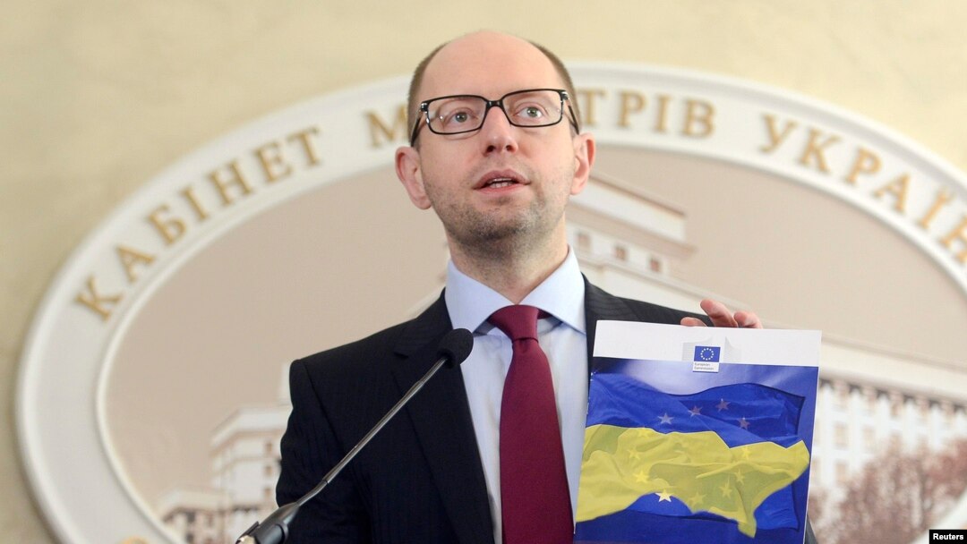 Ukrainian Prime Minister Arseniy Yatsenyuk said that Ukraine was ready for talks with Russia, but that Moscow must withdraw its troops from Crimea and stop its support for "separatists and terrorists."