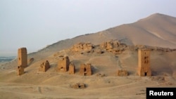 Syria -- Ancient tower tombs are seen in the Valley of Tombs, west of the historical city of Palmyra, Syria, August 4, 2010