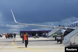 Самалёт кампаніі Ryanair, які ажыцьцявіў прымусовую пасадку ў аэрапорце Менску, 23 траўня 2021