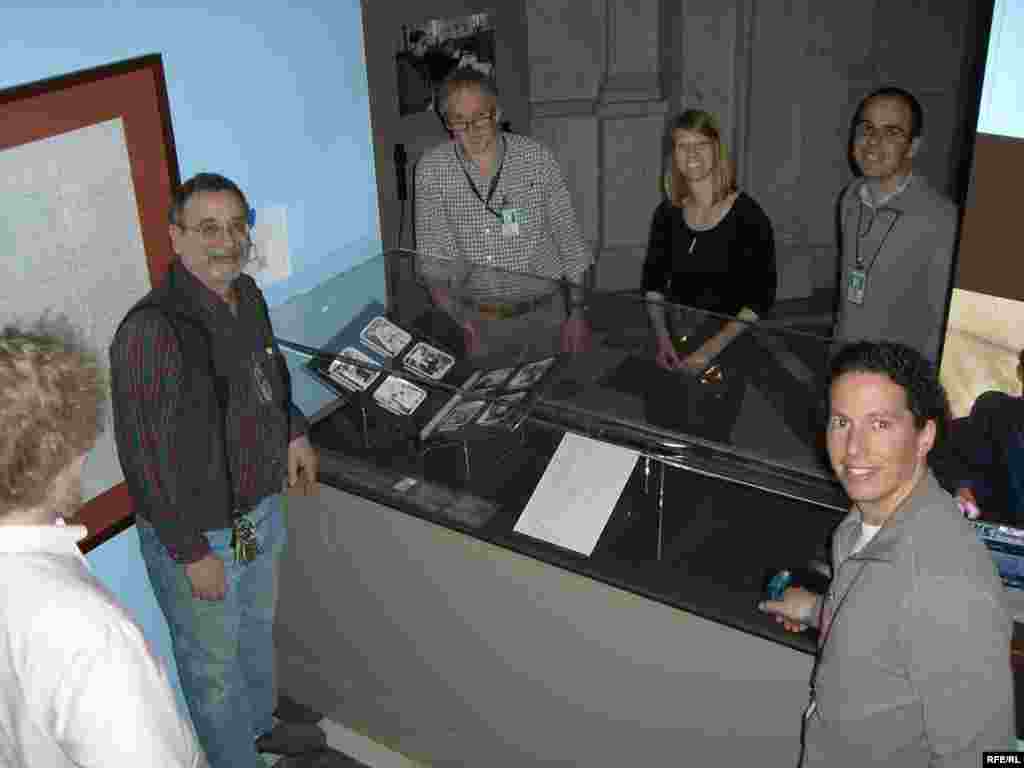 Employees from the Library of Congress set up the "Voices From Afghanistan" exhibit in Washington, D.C.