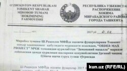 Миробод ҳокимининг фармойиши