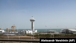 The newly opened seaport on the Caspian Sea in Turkmenbashi