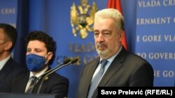 Premijer Crne Gore Zdravko Krivokapić i vicepremijer Drritan Abazović na pres konferenciji u Vladi Crne Gore 18. decembra 2020.