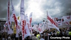 Polish union protests in Warsaw