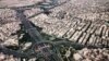 An aerial view of Hagh Shenas Square, south of Tehran, Iran. Undated. 