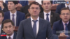 Newly appointed Finance Minister Jamshid Qochqorov appears before parliament in December 2017.
