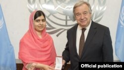 Генеральный секретарь Антониу Гутерриш объявил Малалу Юсуфзай новым Посланцем мира ООН