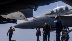 The flight deck of the USS Abraham Lincoln aircraft carrier, pictured on May 25.