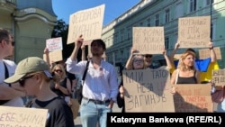  Протест проти відставки міністра оборони Михайла Федорова. Одеса, 16 липня 2026 року /