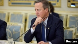 Britain's Foreign Secretary David Cameron in Kyiv on November 16