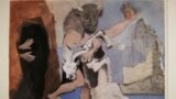 Пабло Пикассо. Минотавр и мертвая лошадь у пещеры перед девушкой с вуалью