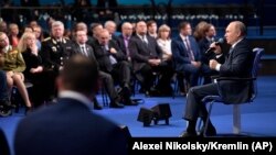 Vladimir Putin într-o reuniune electorală, Moscova, 30 ianuarie 2018.