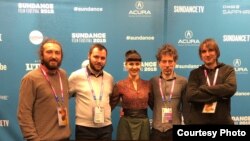 The makers of Honeyland at the Sundance film festival in 2019.