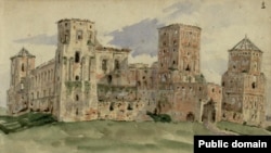 Мірскі замак на карціне пазьнейшага часу, у 1846 годзе