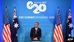 أوباما خلال مؤتمره الصحفي في أستراليا - 16 تشرين الثاني 2014