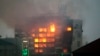 Пожар в Доме печати в Грозном после спецоперации полиции против боевиков