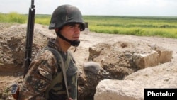 Nagorno-Karabakh -- An Armenian soldier on a frontline position east of Karabakh, 14May2010.