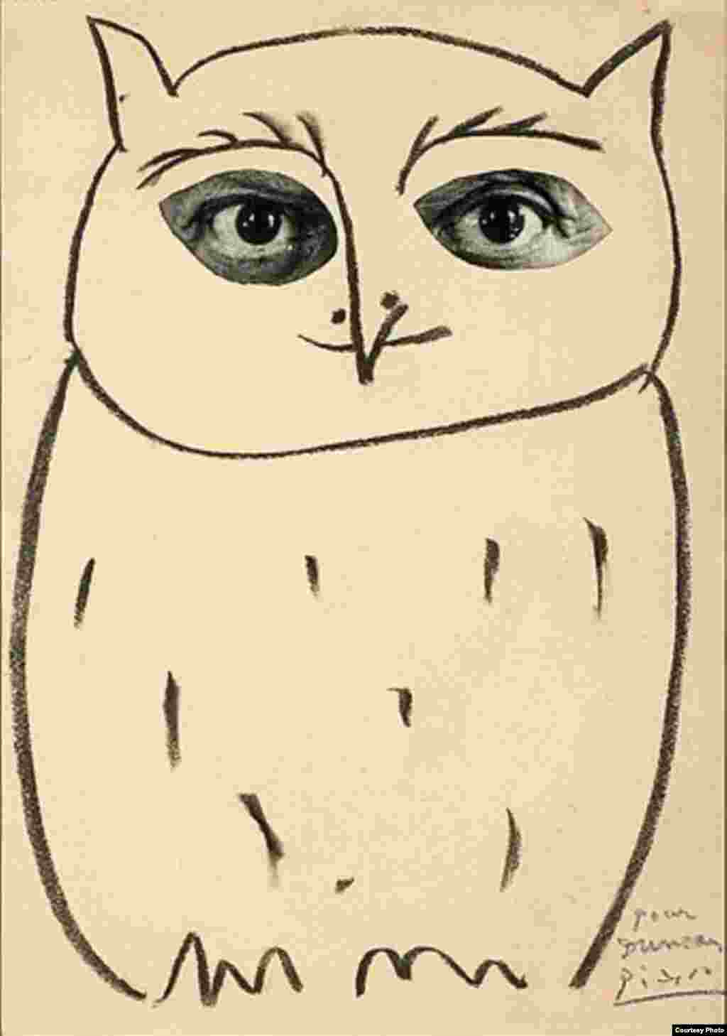 © Pablo Picasso, “The Great Snow Owl”, Picassos selfportrait as an owl. La Californie, 1957