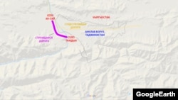 Варух анклавының іргесінен салынып жатқан автокөлік жолы көрсетілген карта.