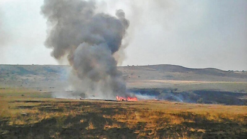 В Ленинском районе Крыма выгорело 12 гектаров степи (+фото)