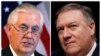 A combo of U.S. Secretary of State Rex Tillerson (L) and Mike Pompeo, the director of the Central Intelligence Agency