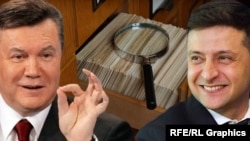 Коллаж: колишній президент України віктор Янукович (ліворуч) і шостий президент України Володимир Зеленський