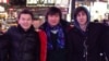 Boston Marathon bombing suspect Dzhokhar Tsarnaev (right) poses with Azamat Tazhayakov (left) and Dias Kadyrbaev in an undated photo taken in New York City.