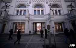 The National Bank of Ukraina in central Simferopol in March