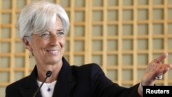 French Finance Minister Christine Lagarde announced her candidacy for the top IMF job at a press conference in Paris.