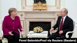 Njemačka kancelarka Angela Merkel i ruski predsjednik Vladimir Putin, Rusija, 11 januar 2020.