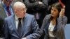 United States Ambassador to the United Nations Nikki Haley and Russian Ambassador to the United Nations Vasily Nebenzya are seen before the United Nations Security Council meeting.