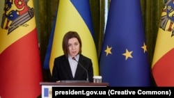 Архивная фотография. Президент Молдовы Майя Санду во время визита в Украину в 2022 году