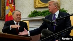 Қазақстан президенті Нұрсұлтан Назарбаев пен АҚШ президенті Дональд Трамп. Вашингтон, 16 қаңтар 2018 жыл.