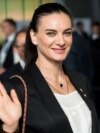 Switzerland -- Former Russian pole vaulter, Yelena Isinbayeva, arrives during the presentation of the Los Angeles 2024 Candidate City Briefing for members of the International Olympic Committee (IOC), in Lausanne, July 11, 2017