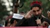 FILE: Manzoor Ahmad Pashteen, leader of the Pashtun Tahafuz Movement (PTM), speaks during a demonstration in Lahore (April 2018)