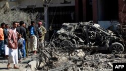 Йемен астанасы Сана қаласындағы коалиция авиациясы бомбалағаннан кейінгі көрініс. 27 ақпан 2016 жыл.