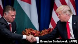 Jordanian King Abdullah II and U.S. President Donald Trump meet at the UN on September 20, 2017.