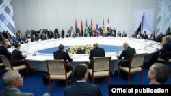 Kazakhstan -- Leaders of the Eurasian Economic Union member states meet in Nur-Sultan, May 29, 2019.