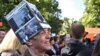 Yury Sternik takes part in a protest against pension reform at Sverdlovsk Park in St. Petersburg on September 16, complete with his "Sternik hat."