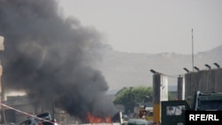 Smoke rises from the explosion near to Kabul airport.