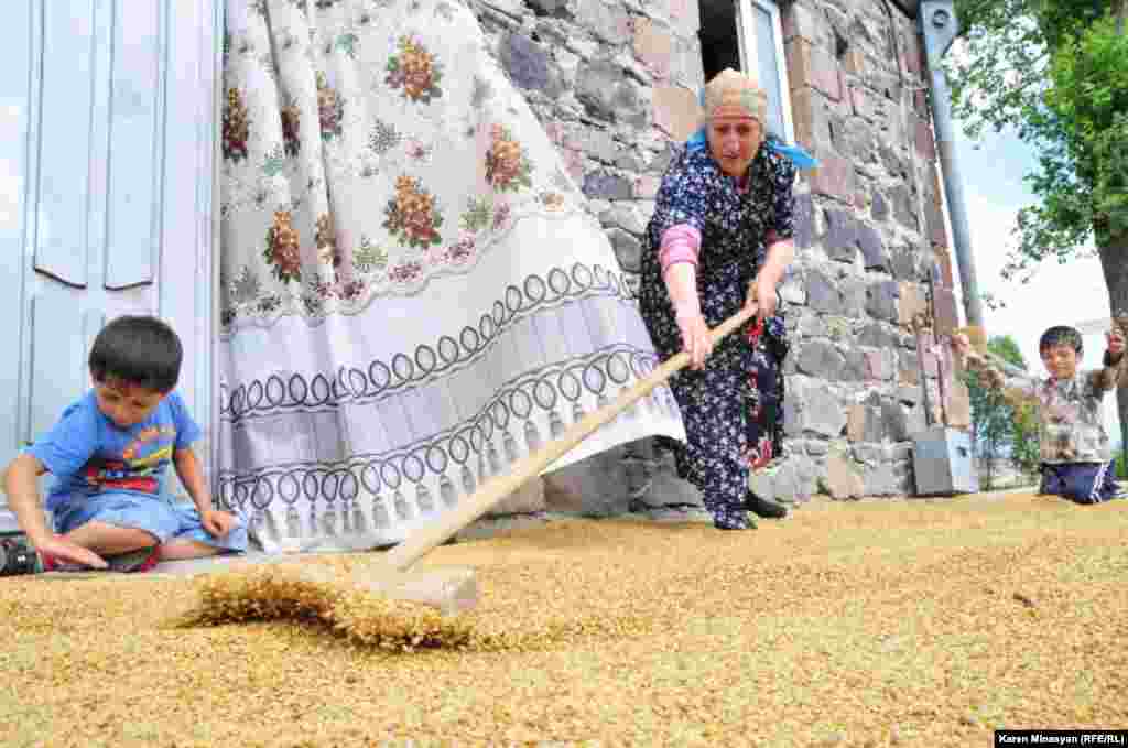 Տարեց կինը գարի է չորացնում, Գեղարքունիքի մարզ