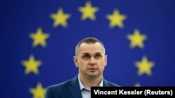 Олег Сенцов під час виступу в Європарламенті в Страсбурзі, Франція, 26 листопада 2019 року