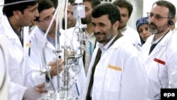 Iranian President Mahmud Ahmadinejad inspects the Natanz enrichment facility in central Iran.