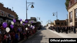 Gyumri - The newly renovated Rustaveli Street in Gyumri, 18Oct2017.