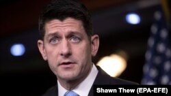 Speaker of the House Paul Ryan responds to a question from the news media during a press conference 07 November 2017.