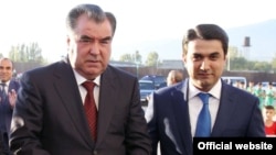 If a new constitutional referendum in Tajikistan is approved, it could pave the way for President Emomali Rahmon (left) to pass on the reins of power to his son Rustam (right). 