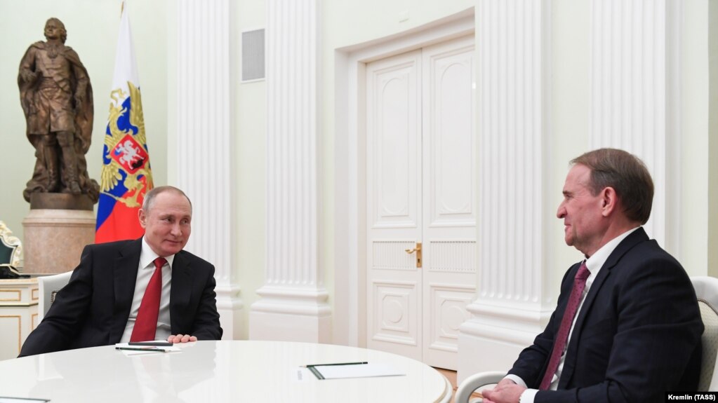 Зустріч російського президента Володимира Путіна з українським політиком Віктором Медведчуком (праворуч). Москва, Кремль, 10 березня 2020 року