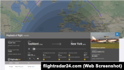 Flightradar24 saytidan olingan skrinshot