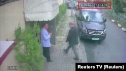 A still image taken from CCTV video and obtained by TRT appears to show Jamal Khashoggi as he arrives at the Saudi Consulate in Istanbul on October 2.