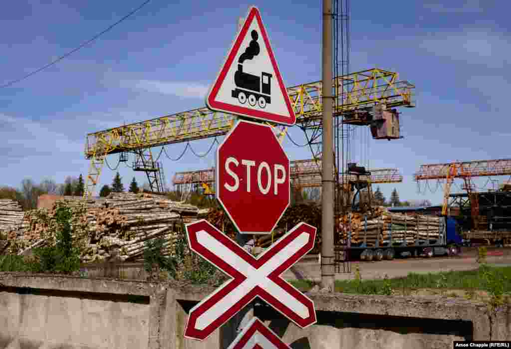 This is the Odek plywood factory, in the village of Orzhiv. Birch trees from across Ukraine are trucked in…